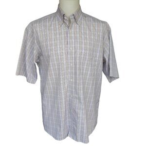 ENRO SZ M Plaid SS Men's Button Down Shirt 100% Cotton Poplin Non-Iron